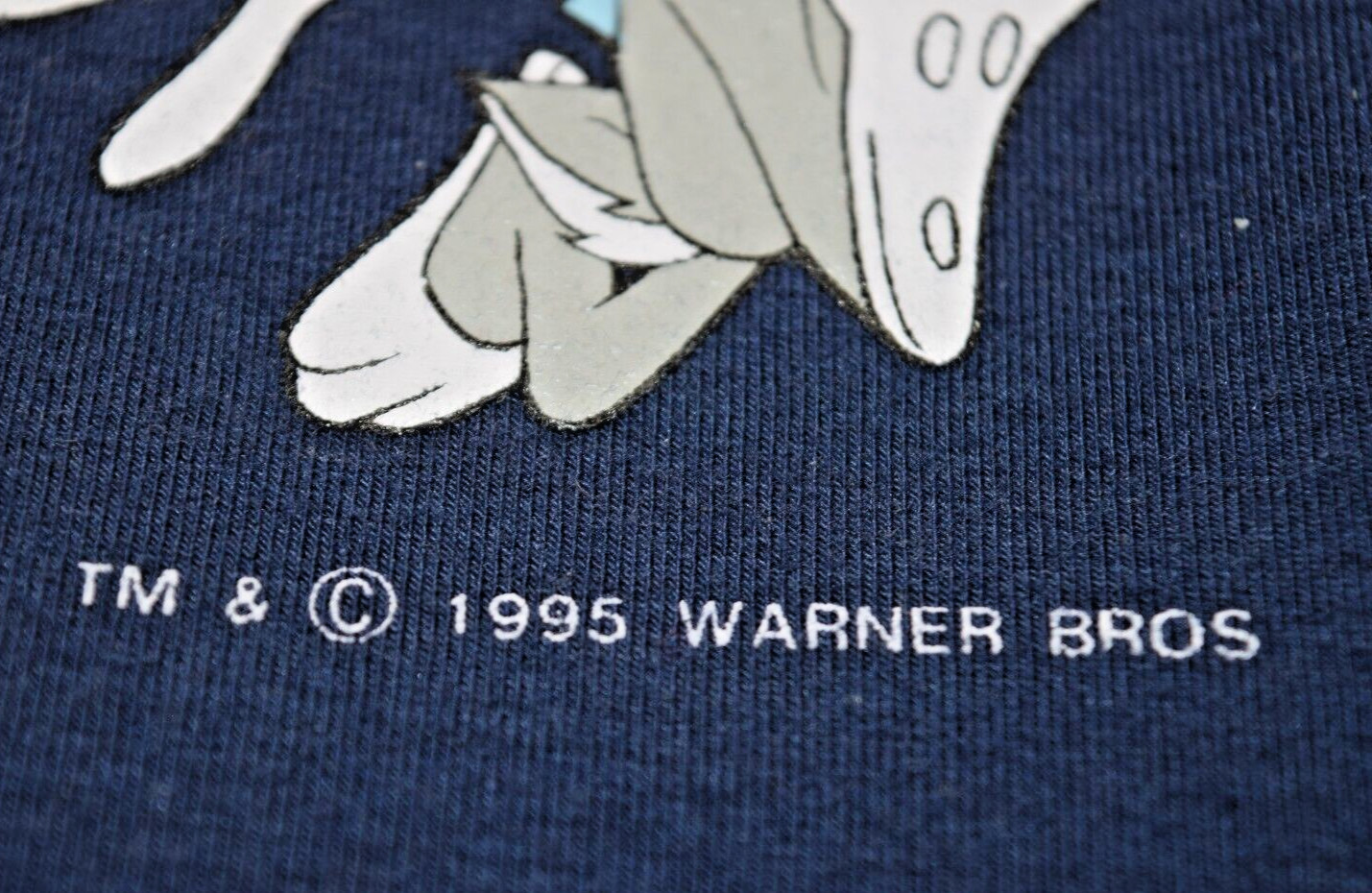 Vintage Jumper Size S/M 90s Looney Tunes Blue White Side Stripes Zip c.1995