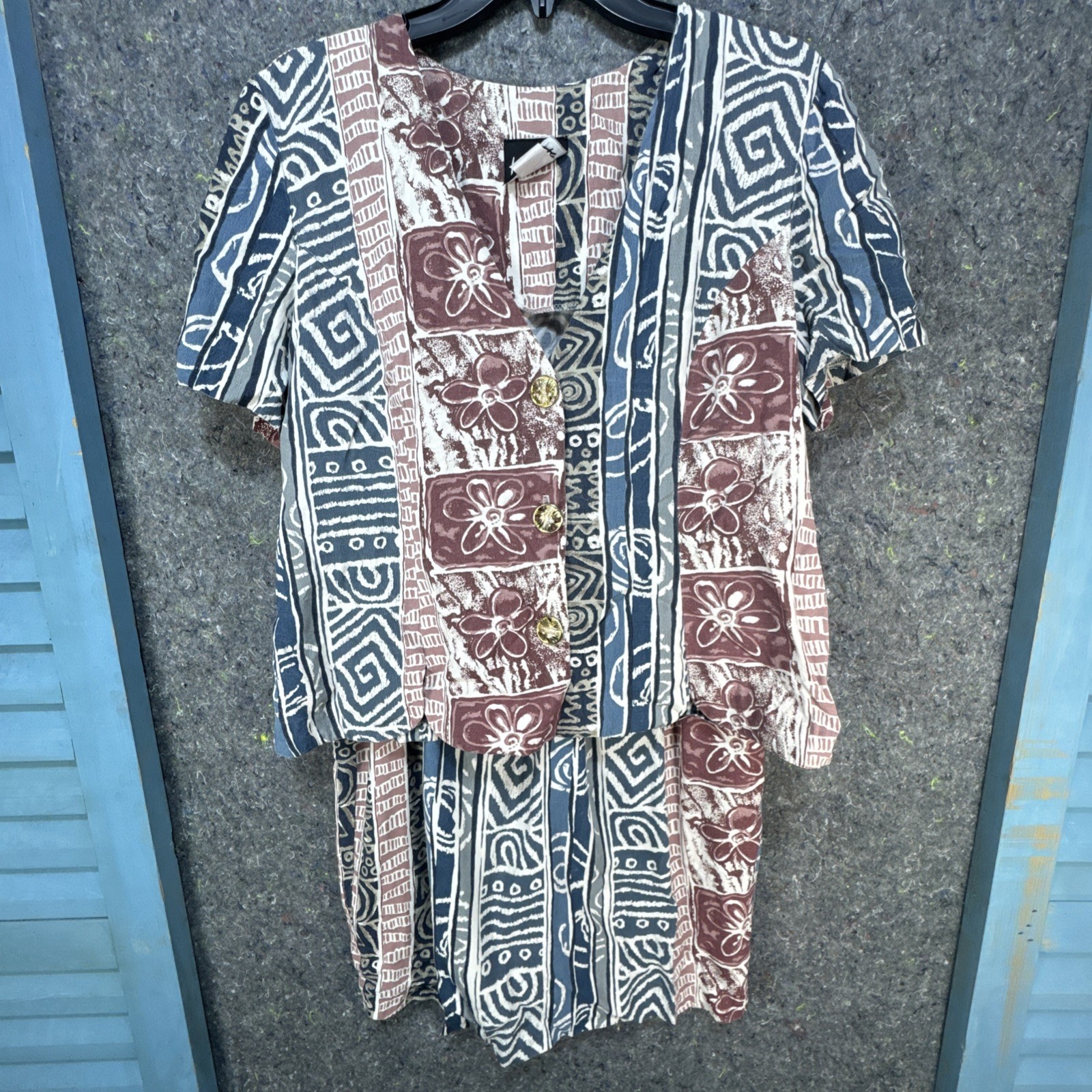 VTG Whirlaway Frocks 2-Piece Set 12P Top & Skirt, Boho Chic, 1980s Collectible