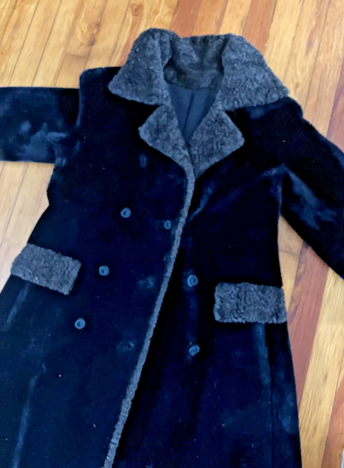 Faux Fur Trench Coat Sz M Vintage 60s Dark Brown Borgana Long Winter Jacket