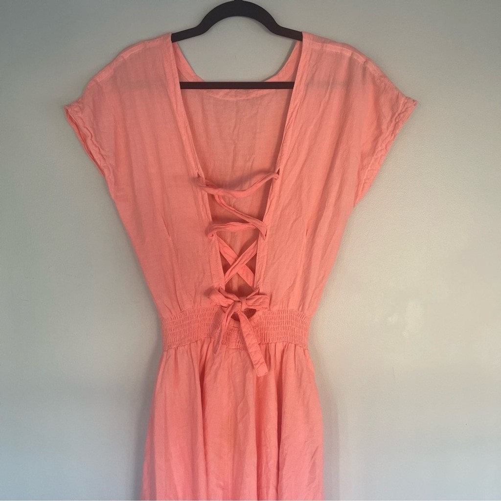 Vintage Medium New Hero 100% Native American Cotton Open Back Maxi Dress Boho