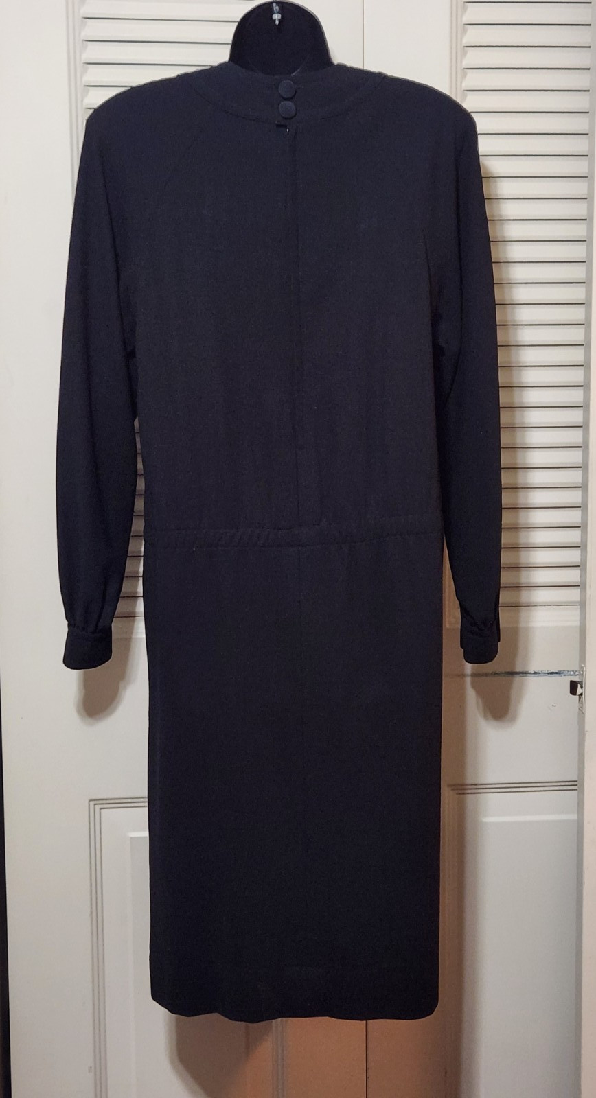 Vintage ADELE SIMPSON Black All Seasons Wool Dropped Waist Dolman Sleeves sz8