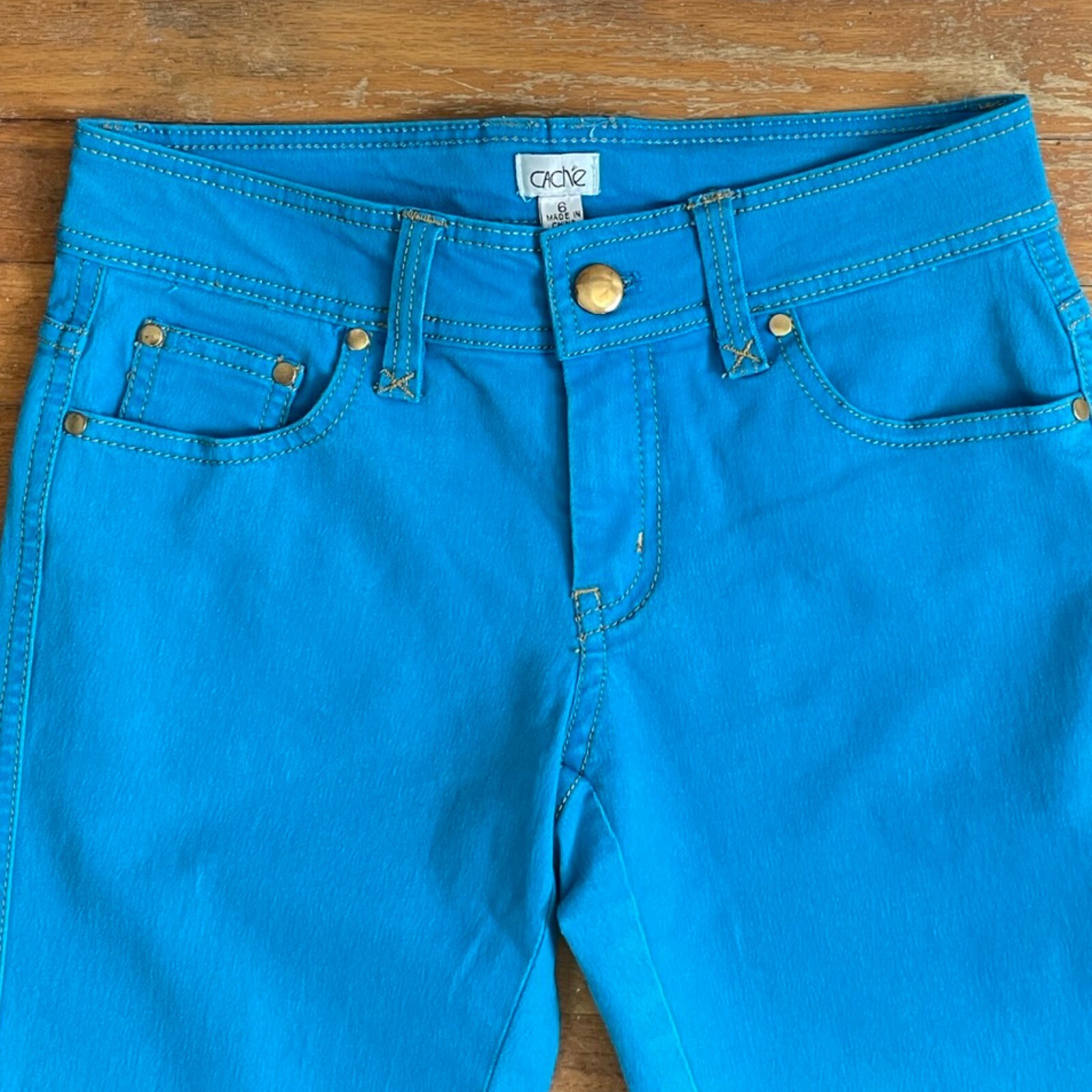 Vintage Bell Bottom Low Rise Jeans Size Small (6) 29″ Waist 1990s Cache Blue