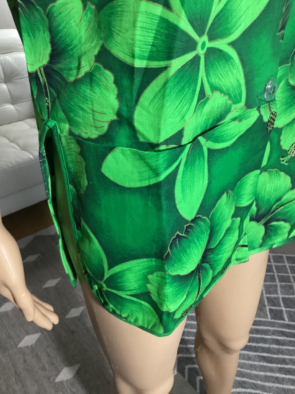 Vintage 60’s Deadstock Cotton Artistic Apron House Hawaiian Tunic Top Hibiscus