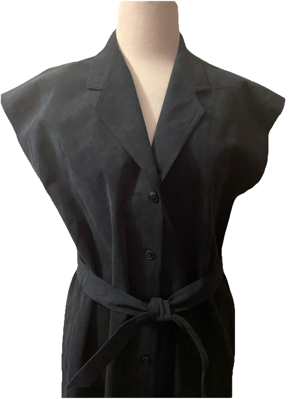 Vintage 1970s Blassport Bill Blass Ultra Suede Black Button Down Dress Sz 12