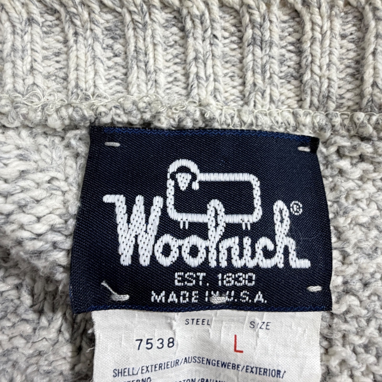 Vintage Woolrich Cardigan Sweater Large Gray Textured Knit USA Cotton Button