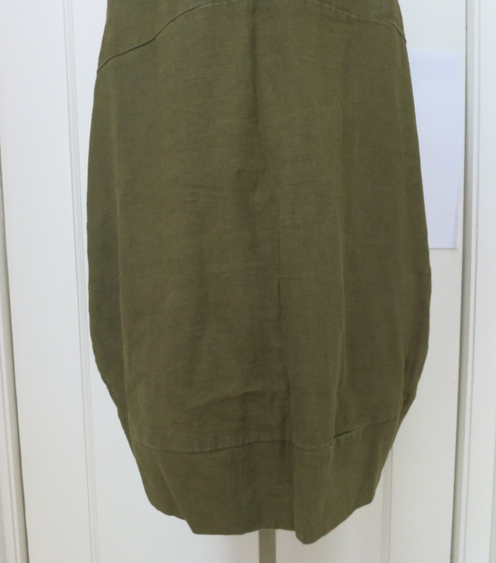 Yea Army Green Linen Oversize Asymmetric V Front Curve Back Hem Long Vest S M