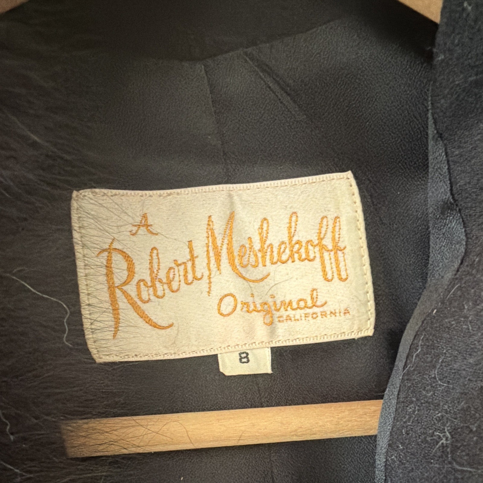 Robert Meshkoff Black Jacket with Fur Collar, Size 8 Regular