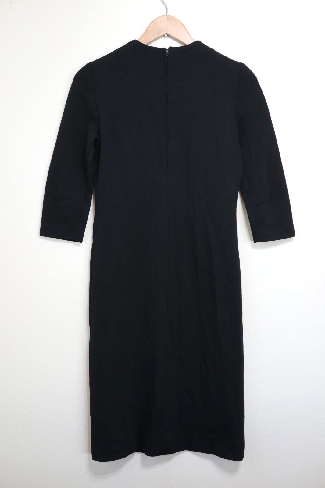 60s Vintage Kay Windsor Black Knit Jersey Yellow Buttons Sheath Dress Women XS S