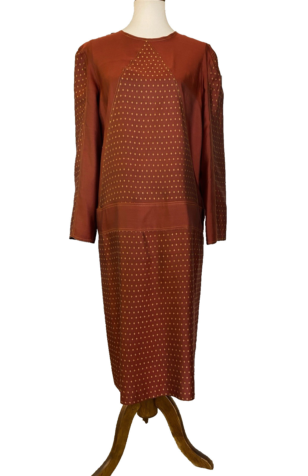 Christyne Forti Vintage Midi 100% Silk Red Dress Women’s Size 12 Lining 1980s