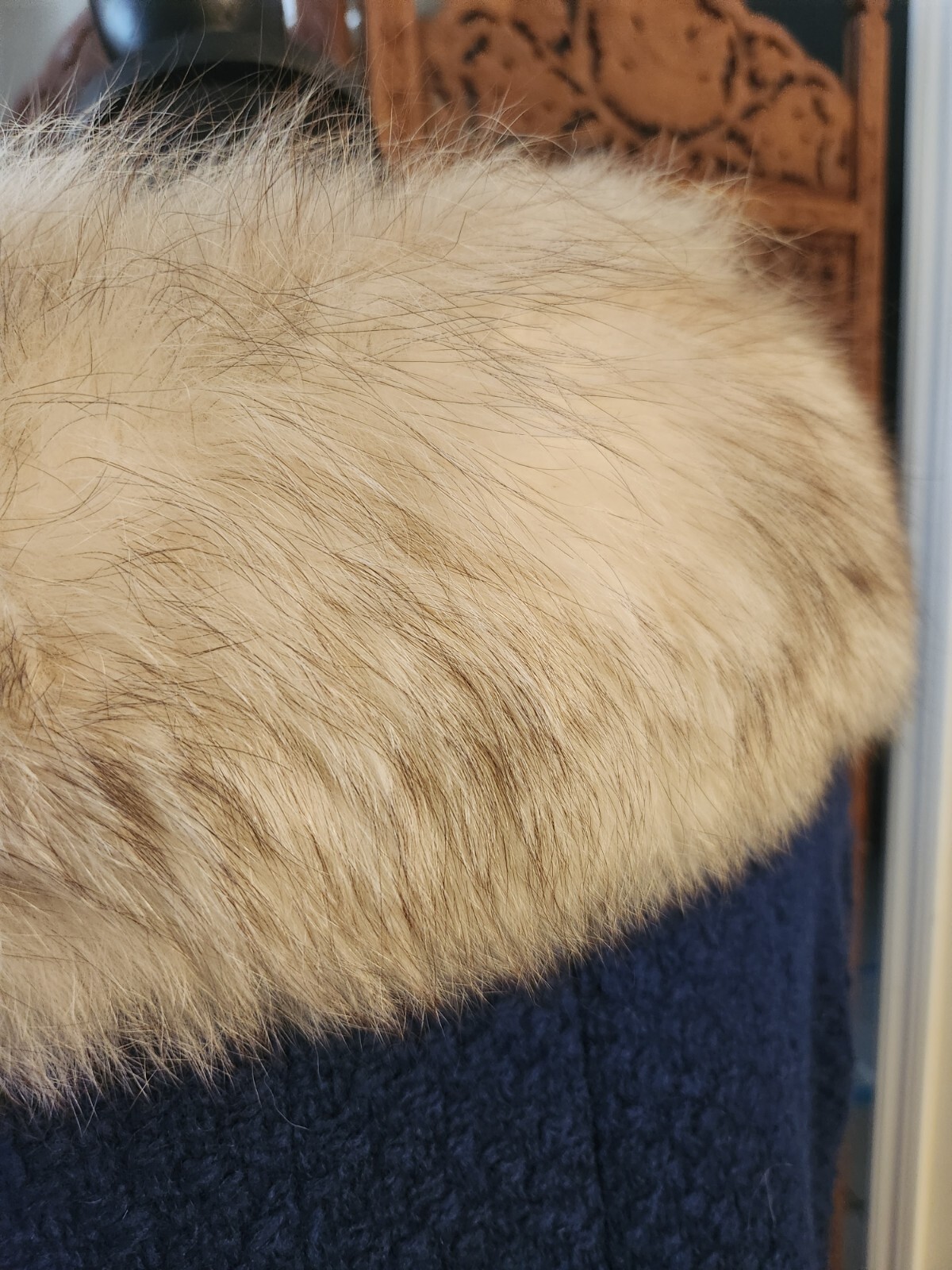 Vintage 1960s A-Line Wool and Fox Fur Coat, Size L