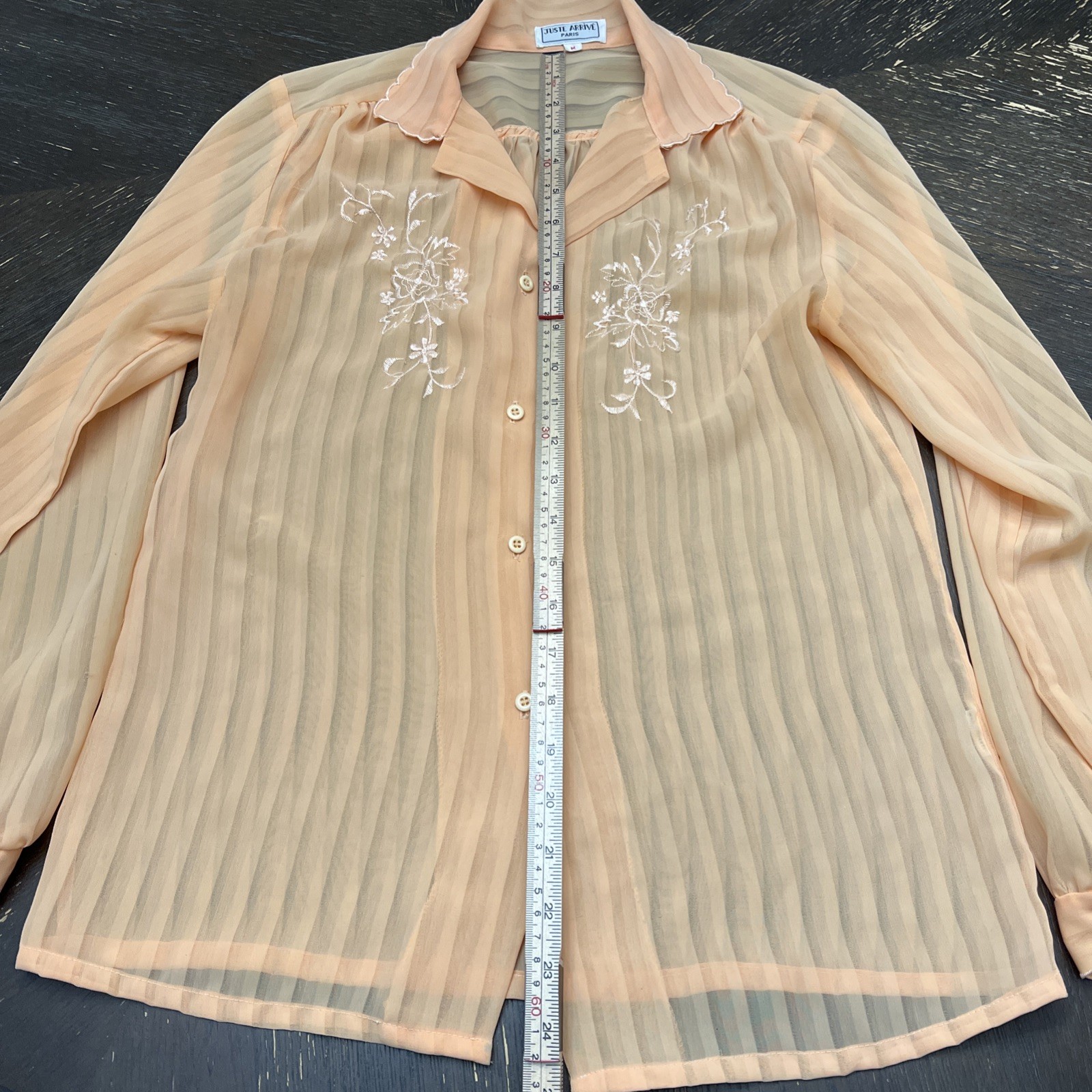 Vintage ︱80’s ︱Orange Blouse ︱Womens ︱Floral Embroidery ︱Juste Arrive︱Medium