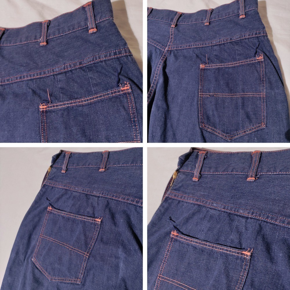 Ranch Craft High Rise Women’s Denim Jeans Talon Zip 35×28.75″ 50s 60s Imperfect