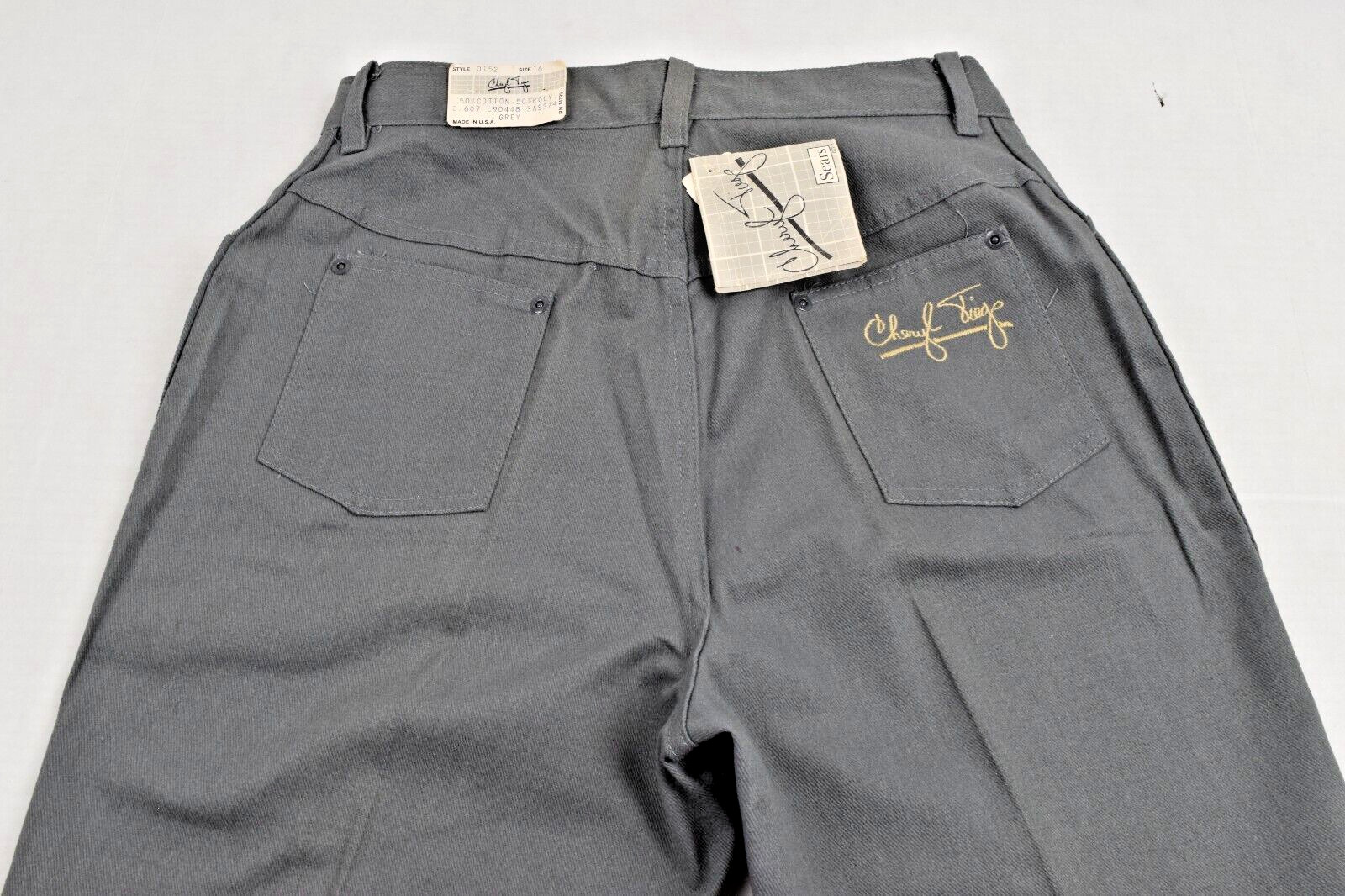 Vintage Cheryl Tiegs Pants Size 32 x 32 80s Steel Gray Signature Made USA NWT