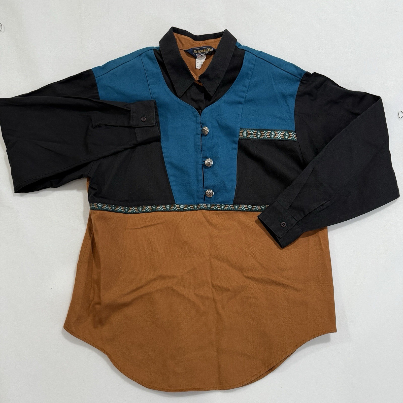 Panhandle Slim Ranchwear Western Pullover Long Sleeve Shirt Large Vtg RARE Y2K