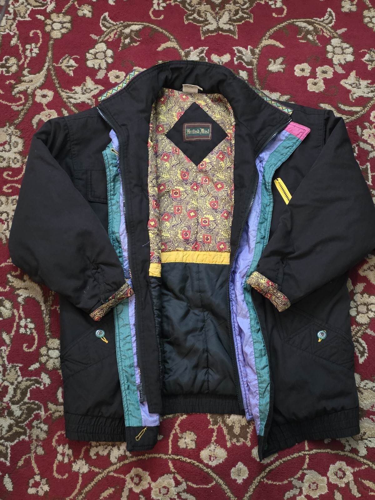 Vintage 80s/90s British Mist J.Gallery Black Nylon Jacket with No Hood Size S