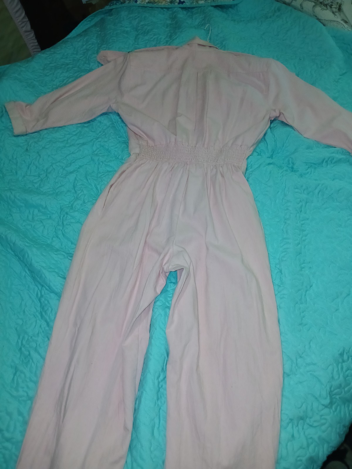 VTG 80s D.Frank Jumpsuit Jeweled stones Padded Shoulder Pleated Ruching 12 USA