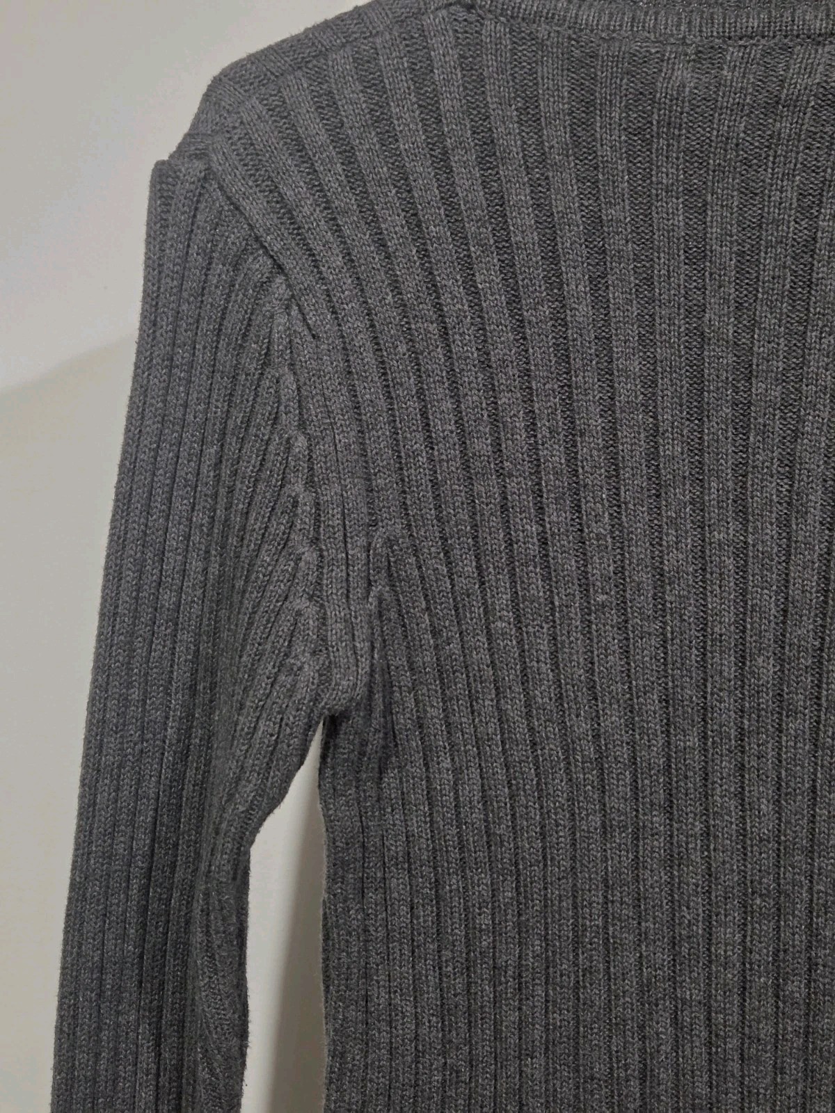 Jamie Scott Turtleneck Sweater Large Grey Womens Rib Knit 100% Cotton