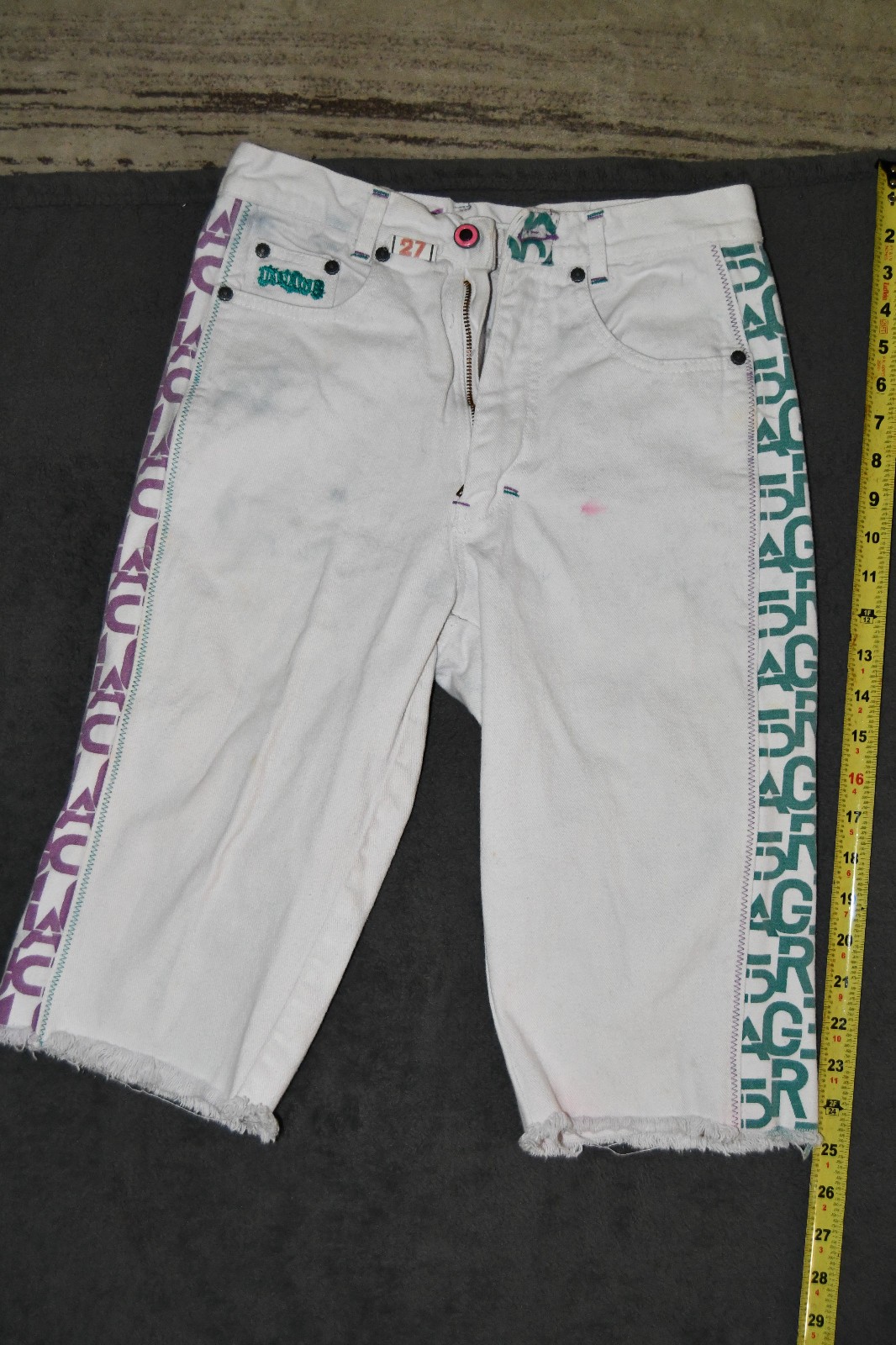 Vintage 1980s Demin Major Damage Jean Shorts Cut Off 27 RN 72008