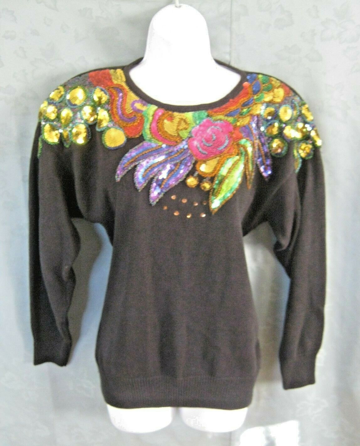 VTG Victoria Harbour Sweater Size Small Sequins Trophy Glam Evening