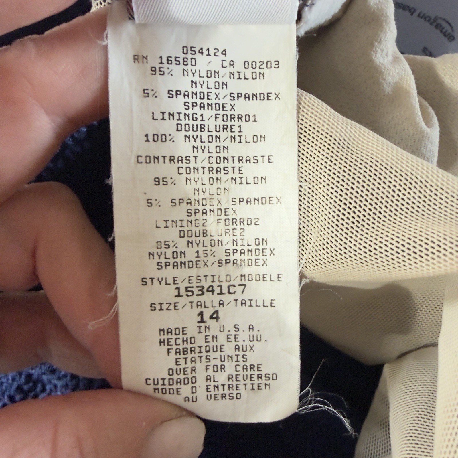 Cole of California Navy Textured One Piece Swimsuit Vintage Button Detail 14
