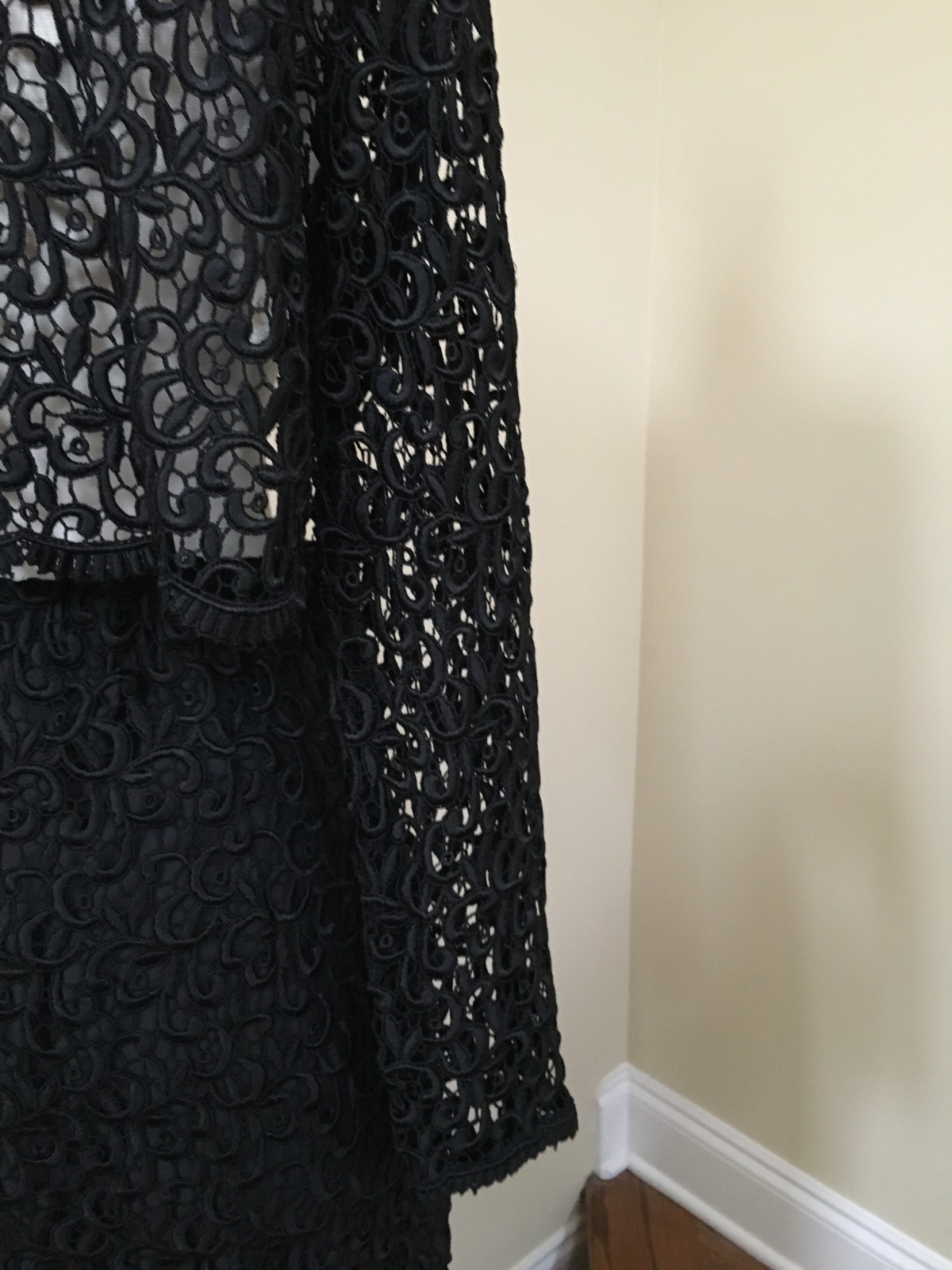 Vintage Chase Holland Two Piece Dress Bolero Black Lace Skirt Size Small