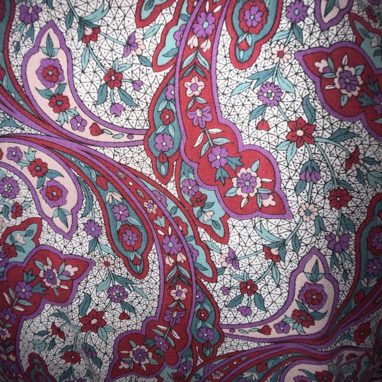 1950’s Handmade Cotton Shirt Dress Fit & Flare Paisley Pockets Medium Belted