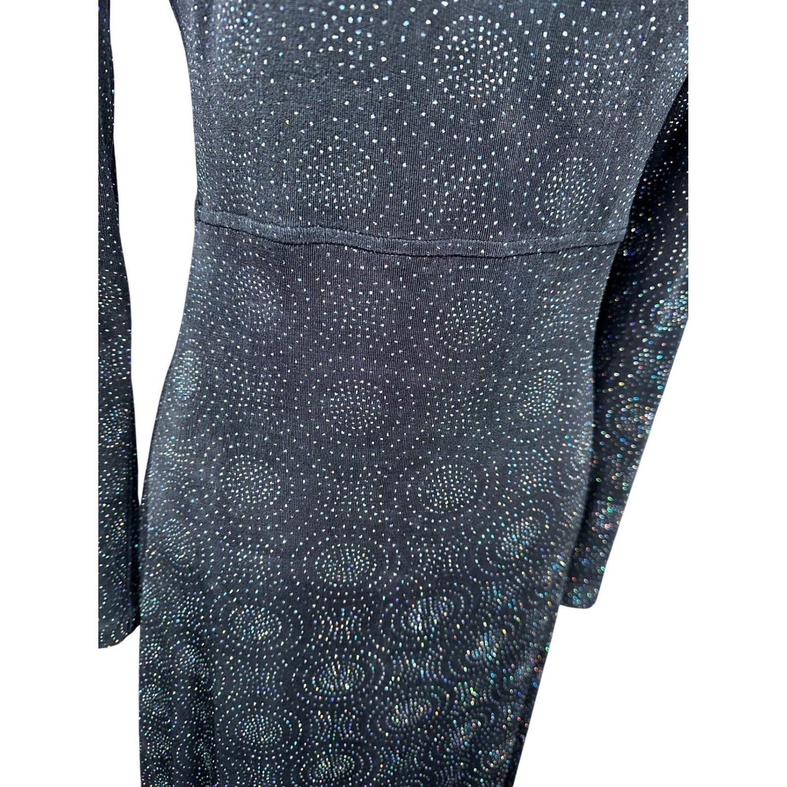 Rabbit Designs Womens Vintage Shimmer Glitter Maxi Dress Black 10 Whimsigoth Y2K