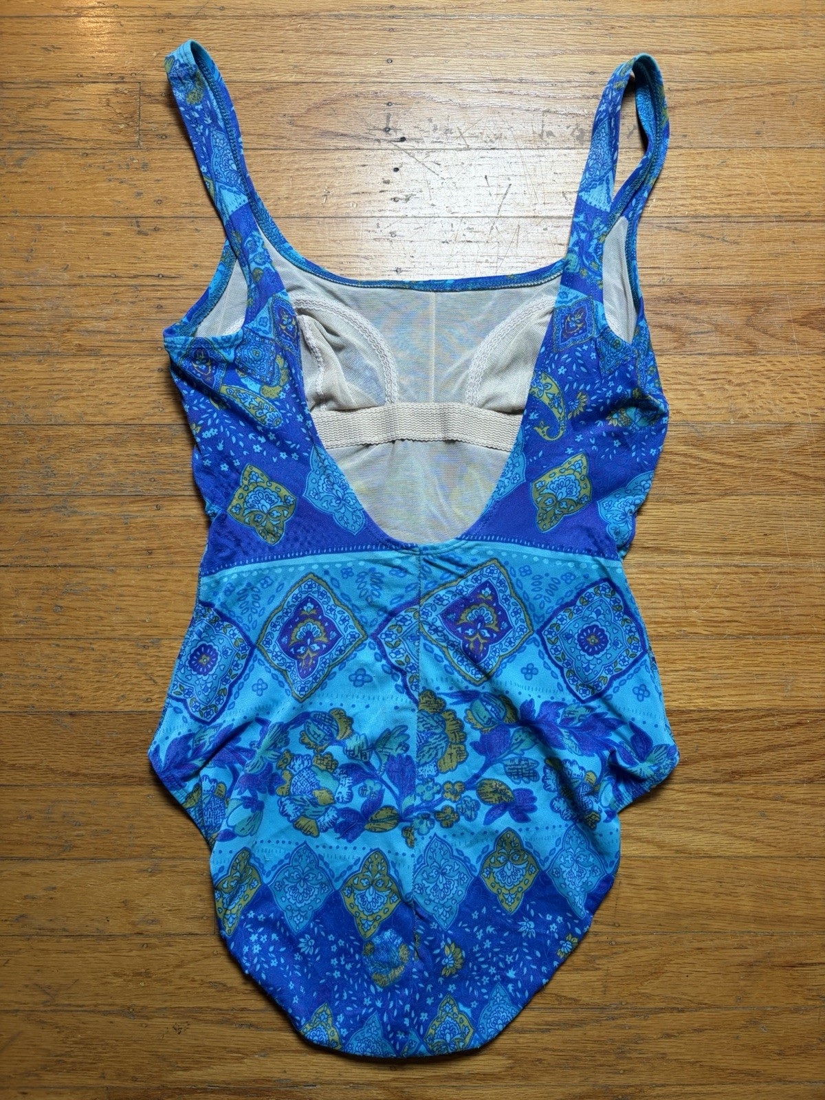 Vintage 80s 90s Slim Allure Swimsuit & Wrap Cover Up Set Sz 10 One Piece Blue