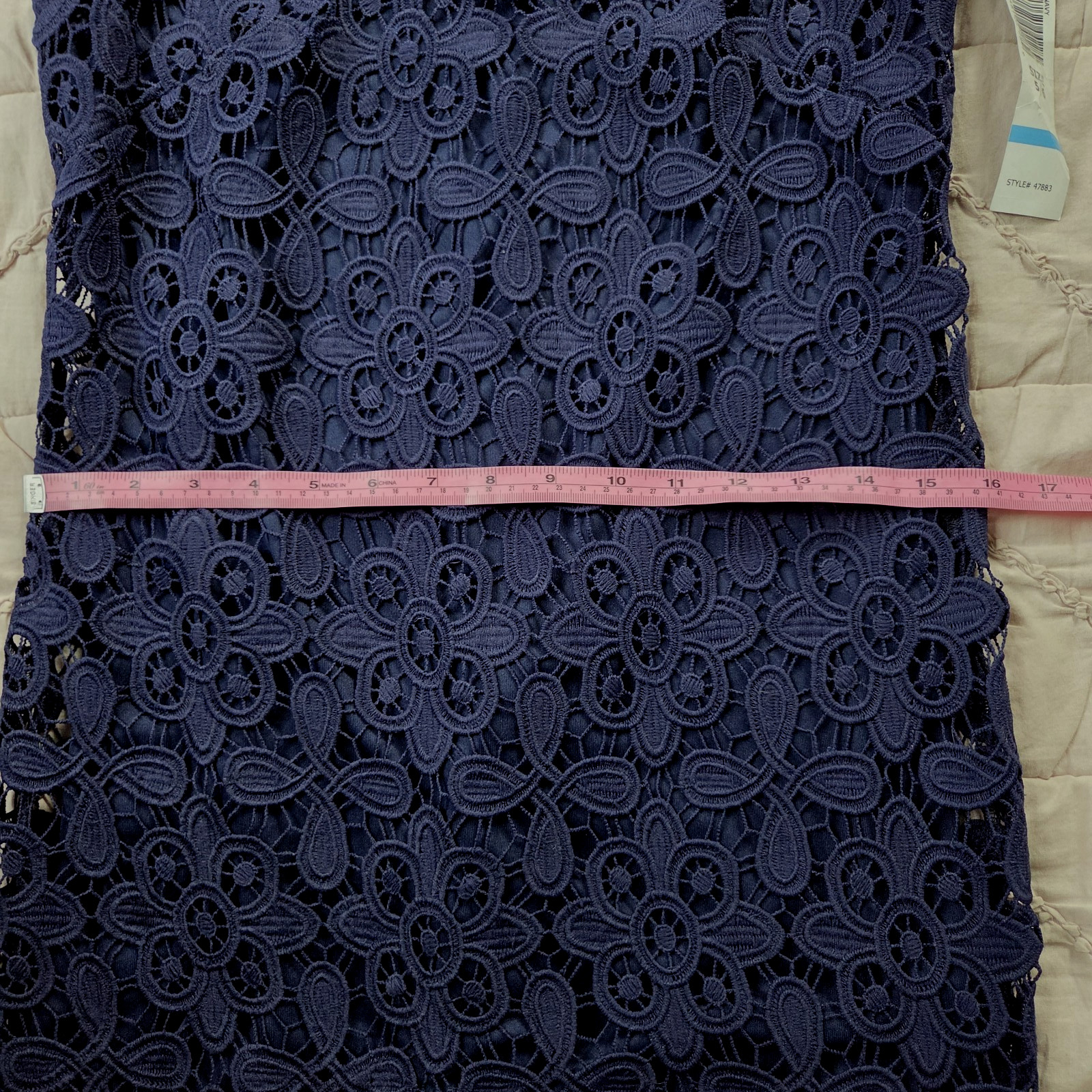 NWT Vtg Jump Apparel by Wendy Chaitin Navy Lace Dress USA 5/6 Floral Evening