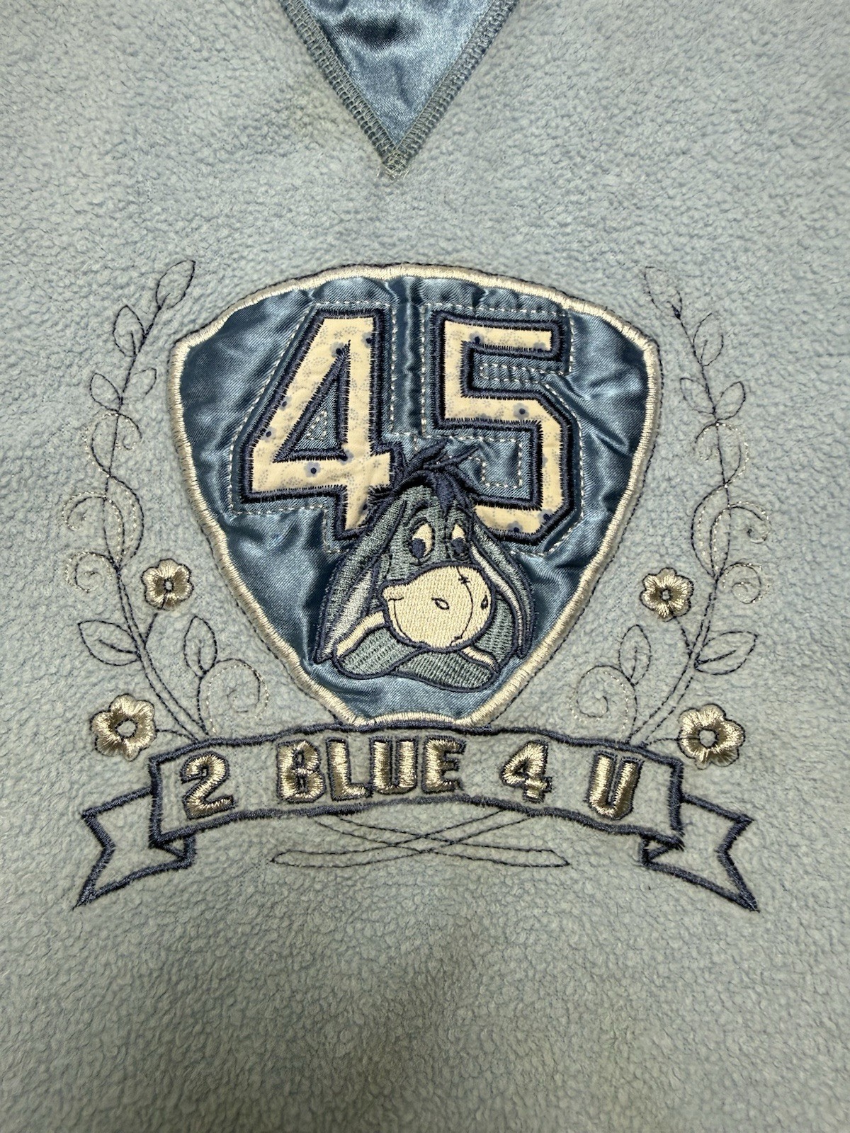 VTG 2 Blue 4 U Eeyore 45 Light Blue Fleece Women’s Hoodie Sweatshirt – Sz L