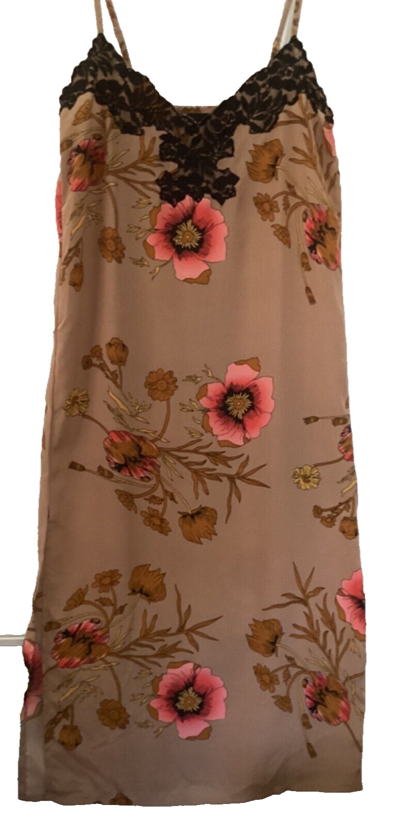 Vintage Wet Seal Slip Dress XS /Small Brown Pinkish Floral Lace