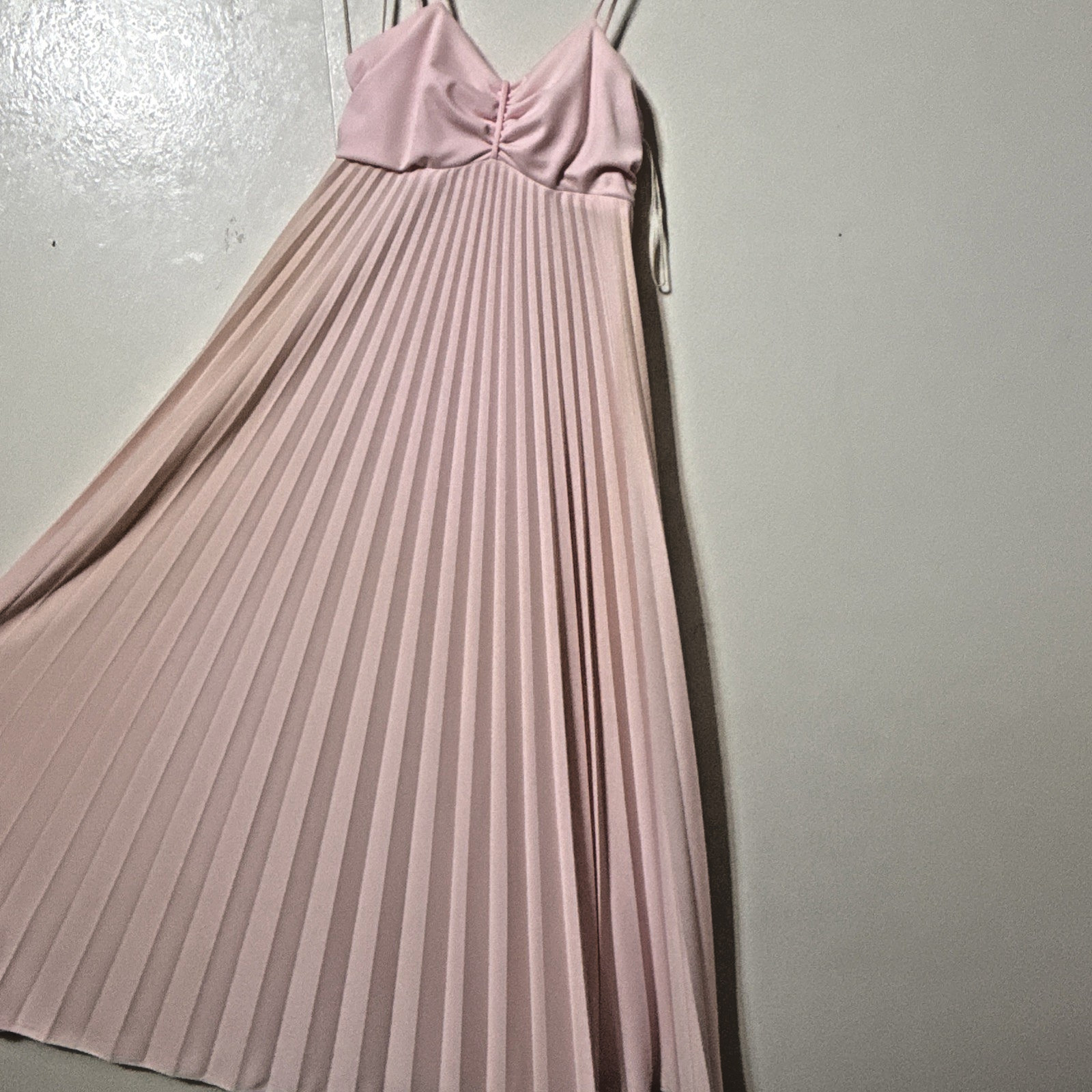 VTG Babydoll Pleated Dress Gown Size 7/8 pink Sheer Cape Bridesmaid Fairy