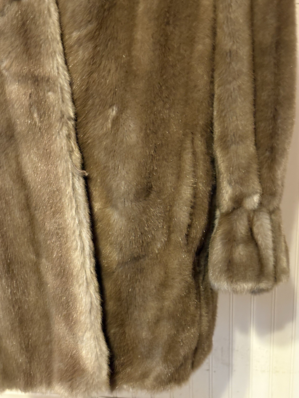 Vintage Hillmoor NY Faux Fur Jacket Coat Brown Union Made Imported Fabric Medium