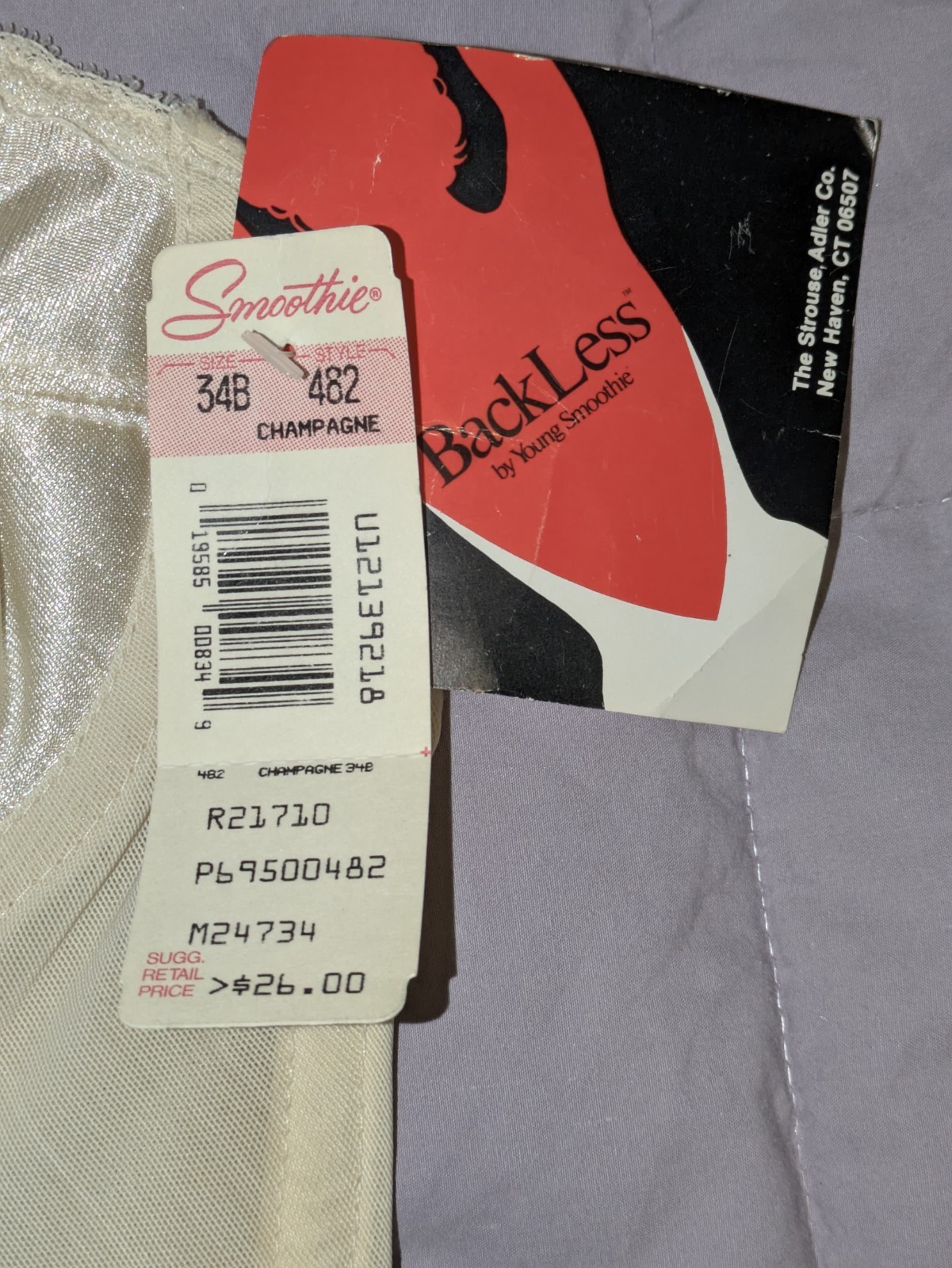 Vtg Back Less by Young Smoothie IVORY Strapless Longline Corset Bustier Bra 34 B