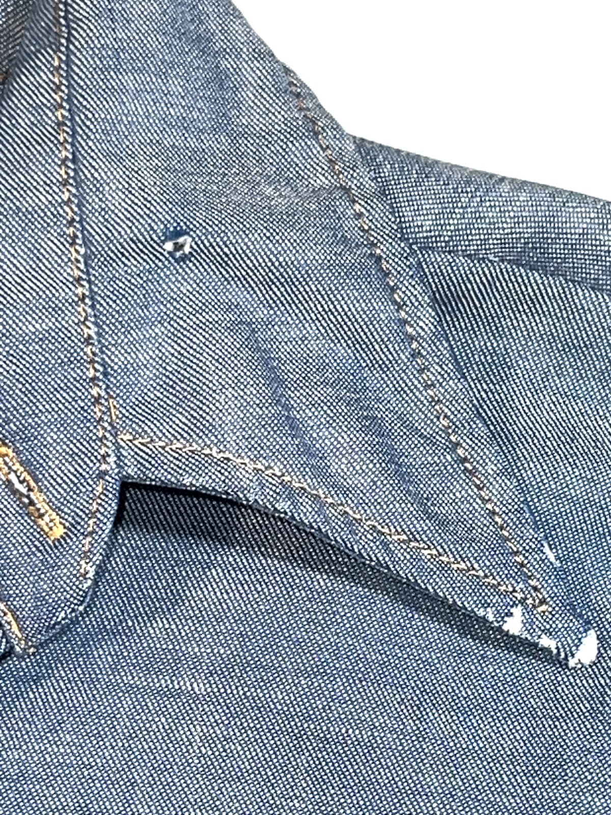 Wrangler VTG 70s Chambray Selvedge Denim Jean Embroidered Shirt Top XS/S/M