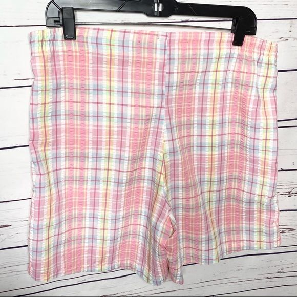 Vintage 80’s Pink Plaid Preppy Seersucker Top and Shorts 2 Piece Set Size Small