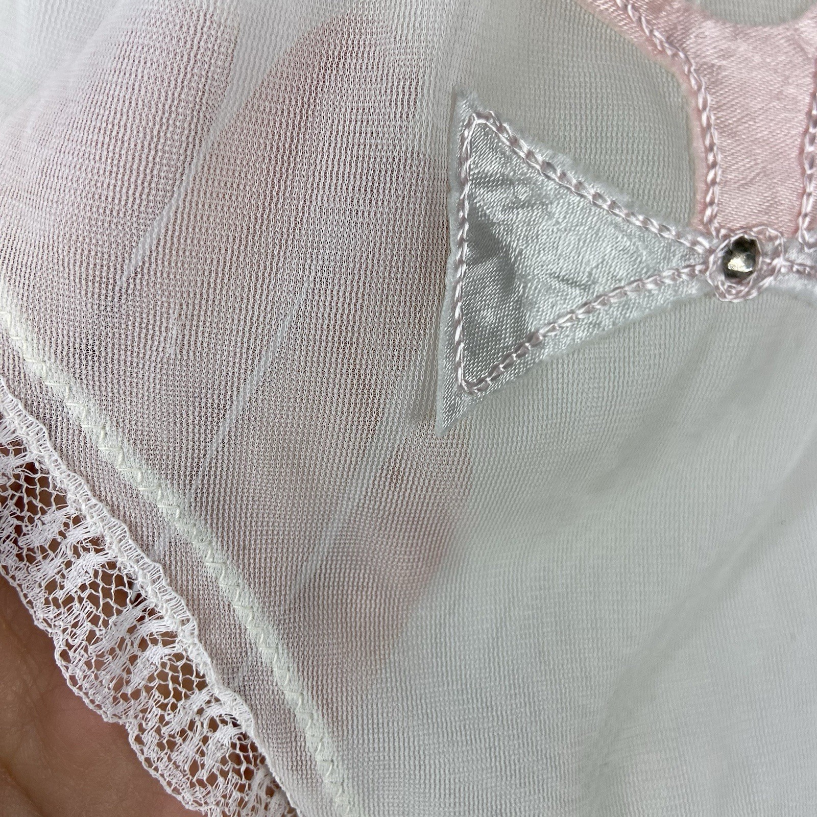 Vtg Custom Cat Appliqué Dutchess Double Layer Nylon Panties Sz M Sheer 50s 60s ?