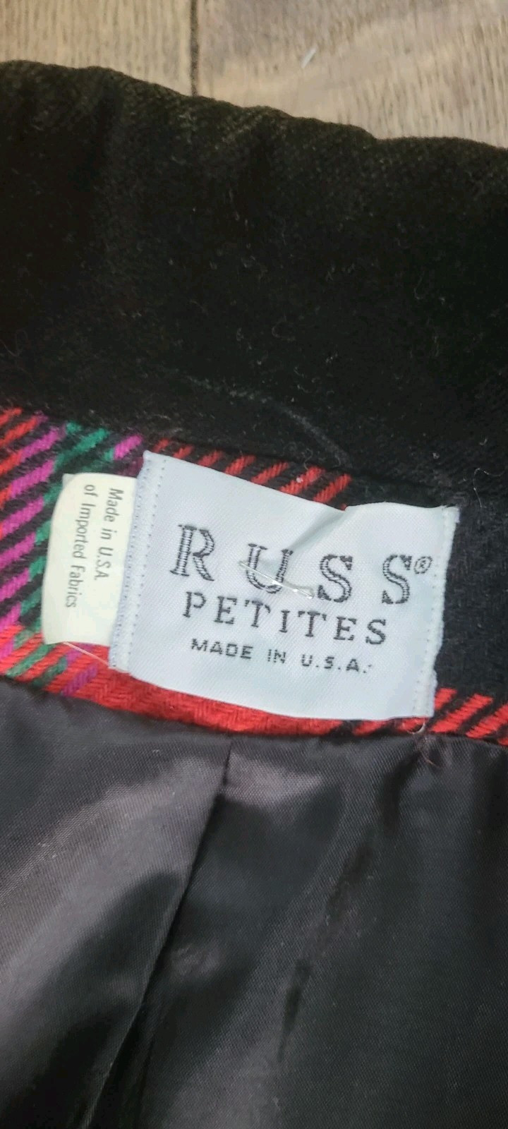 Vtg Red Tartan Plaid Blazer Sz 10P Union Label Notch Collar Russ Petites Preppy