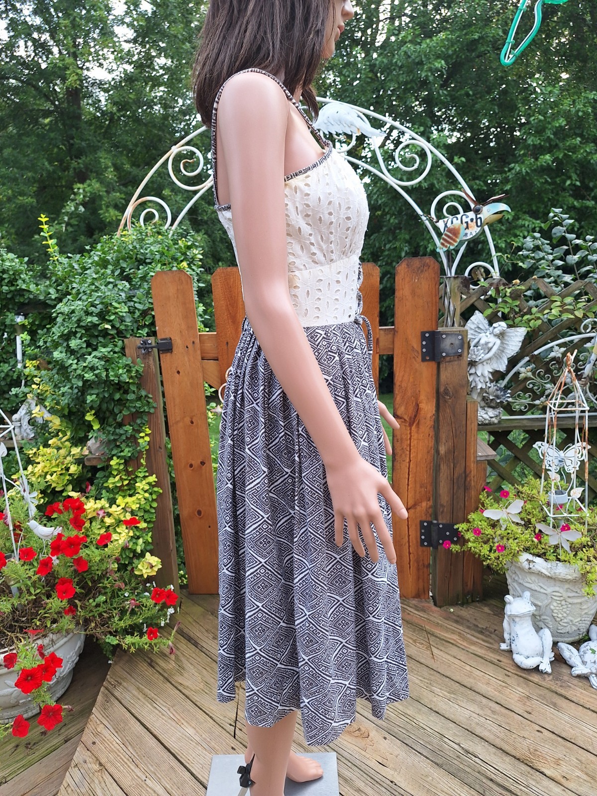 True VTG Mid-century Mod 1960s Sa’bett of California Eyelet Sundress S Dress 60s