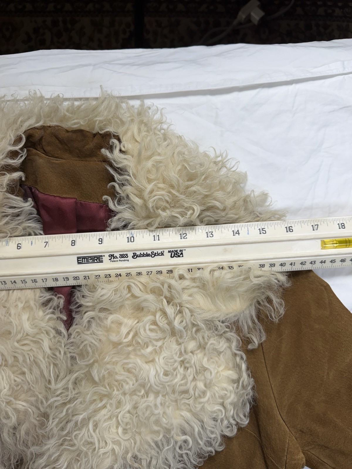 Vintage Rare Jeno de Paris Mid-length Trench Suede Coat -Tibetan Lamb Fur