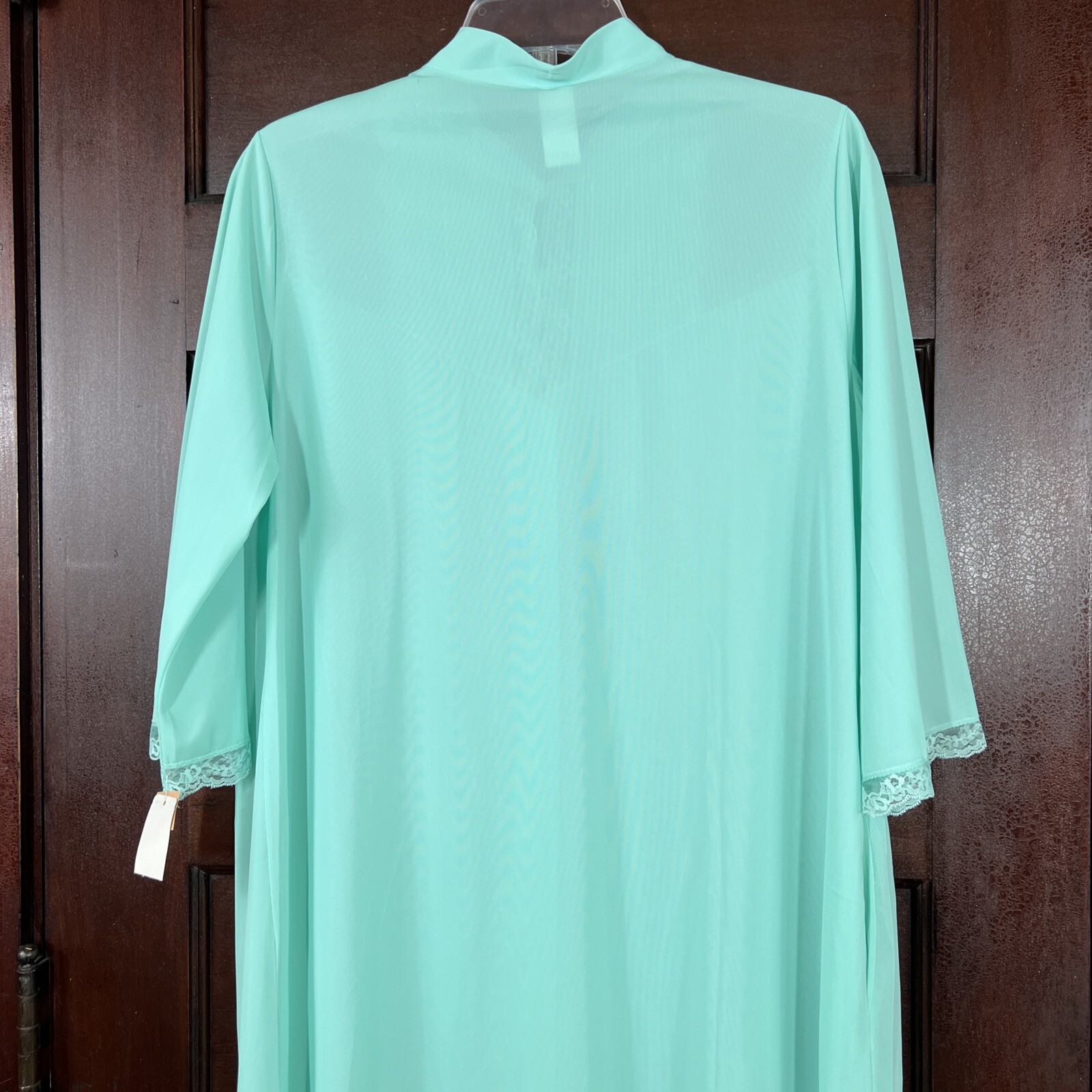 VTG Montgomery Ward Women’s Medium Mint Green Sheer Long Robe Buttons Pocket NWT