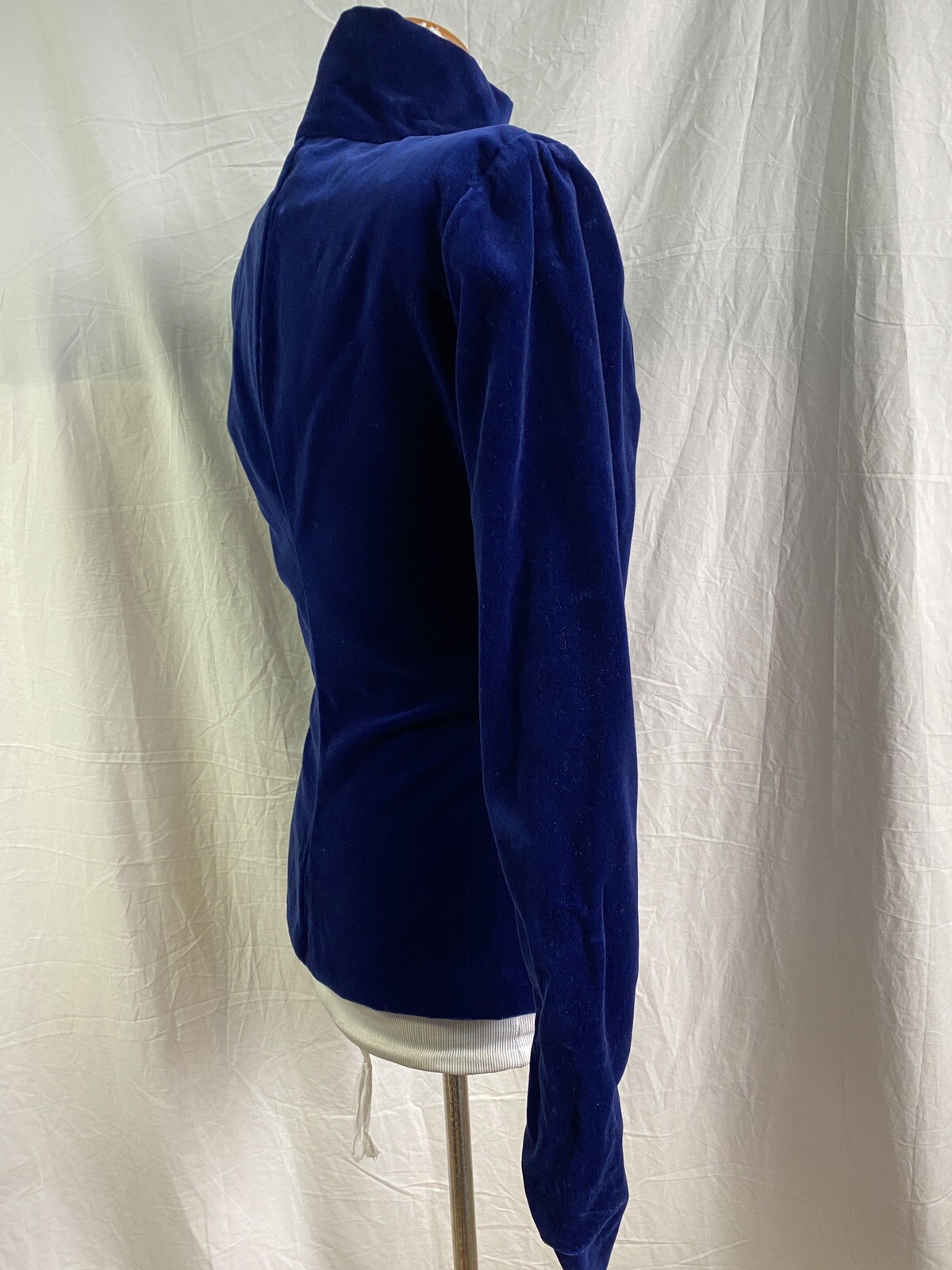 Vintage Norma Kamali Suit Pencil Skirt Fitted Jacket BLUE VELVET XS/S