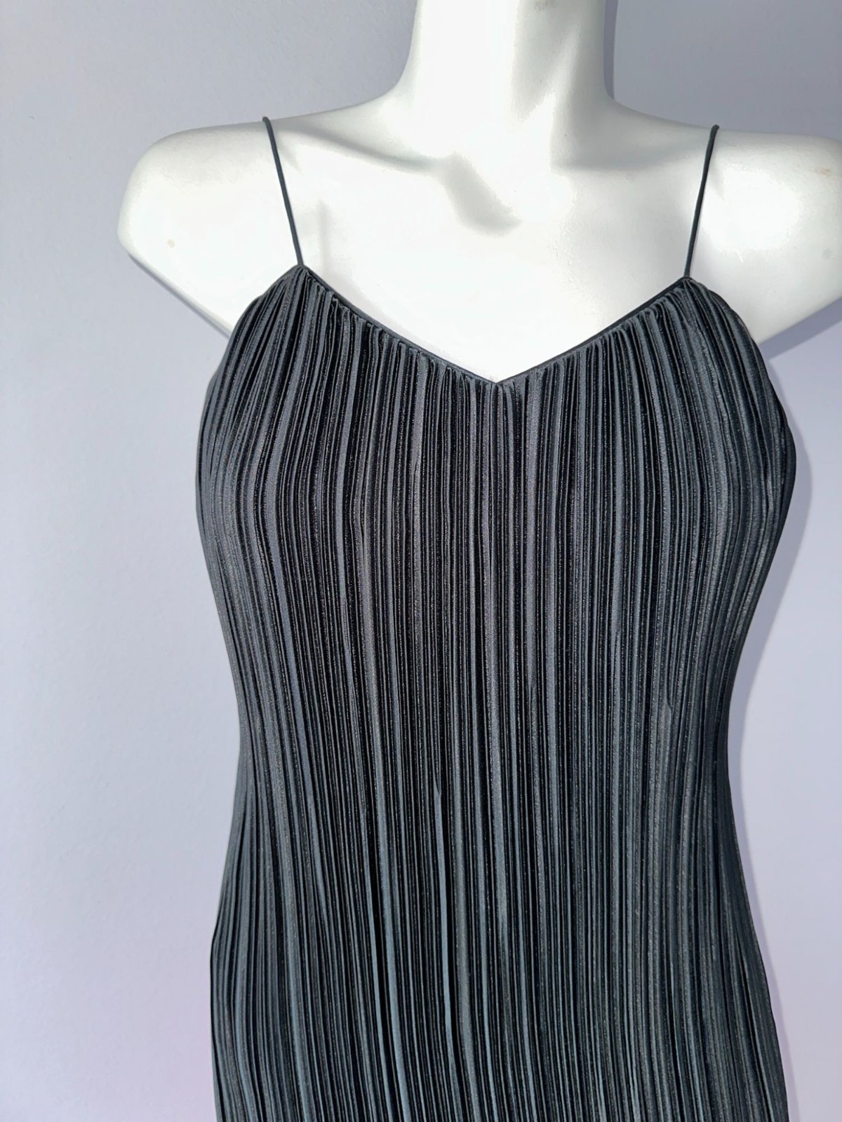 Vintage 80s Maximalist Hot Pink Black Micro Pleat Drop Waist Cocktail Dress Sz 8