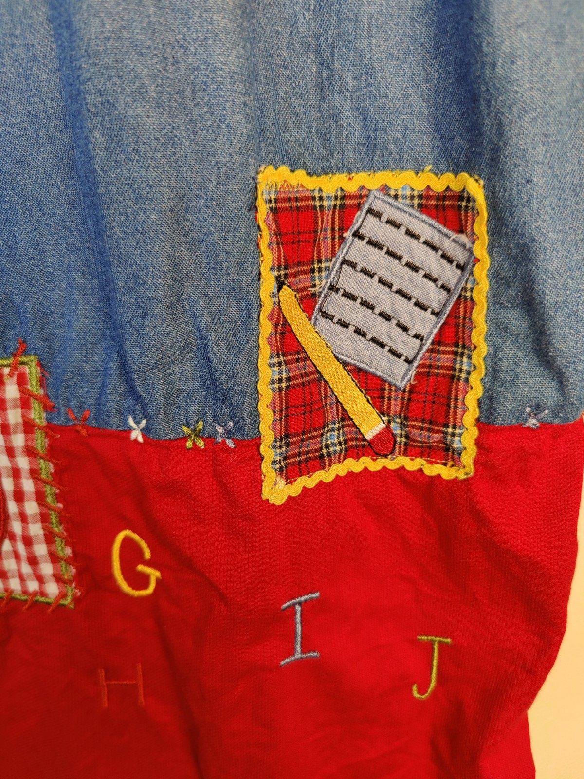 VTG Bobbie Brooks Denim Embroidered School Teacher Theme Lined Sz 46/48 26W/28W
