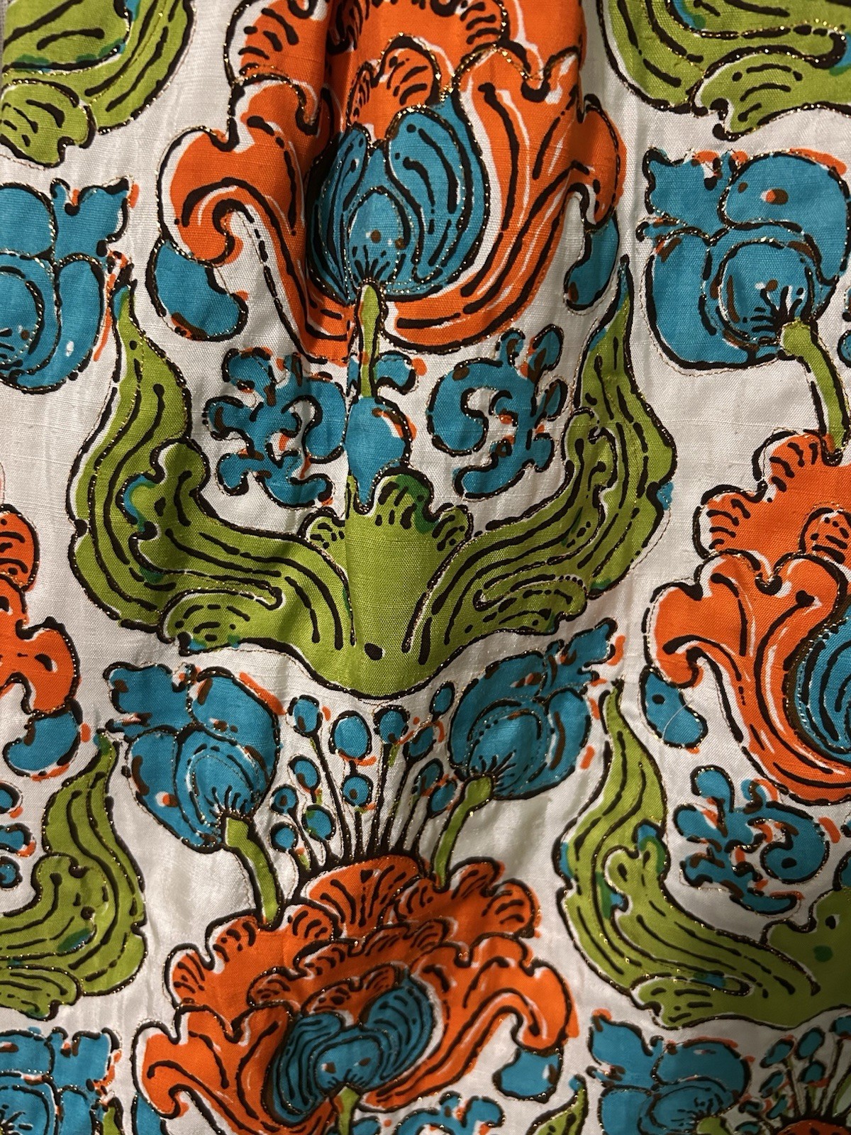 VTG 1970s Saks Fifth Ave 100% Silk Maxi Dress & Matching Scarf |Floral| Size 12