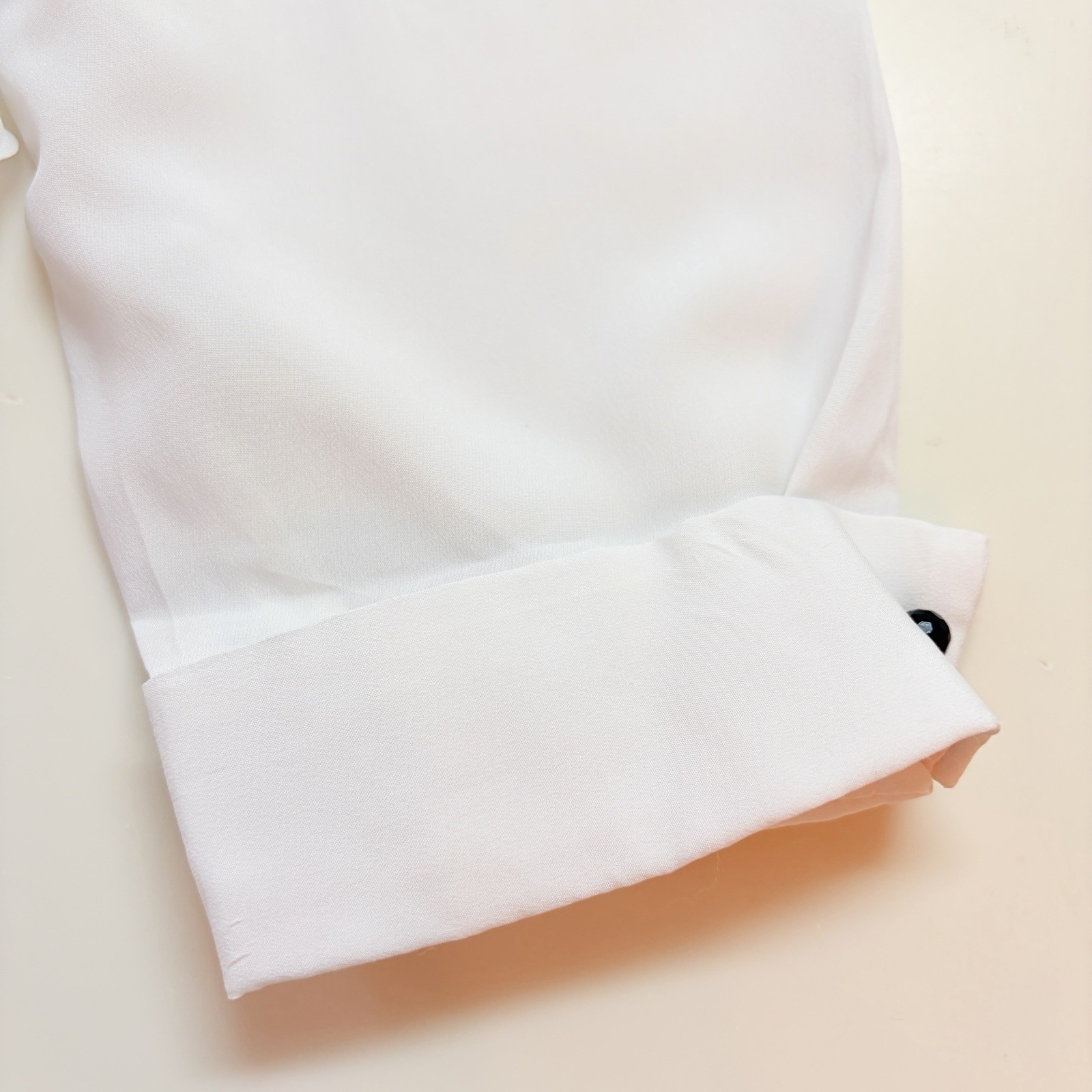 Vtg City Girl Tuxedo Top SZ M Off White Pleats Bib Puff Sleeve Prairie High Neck