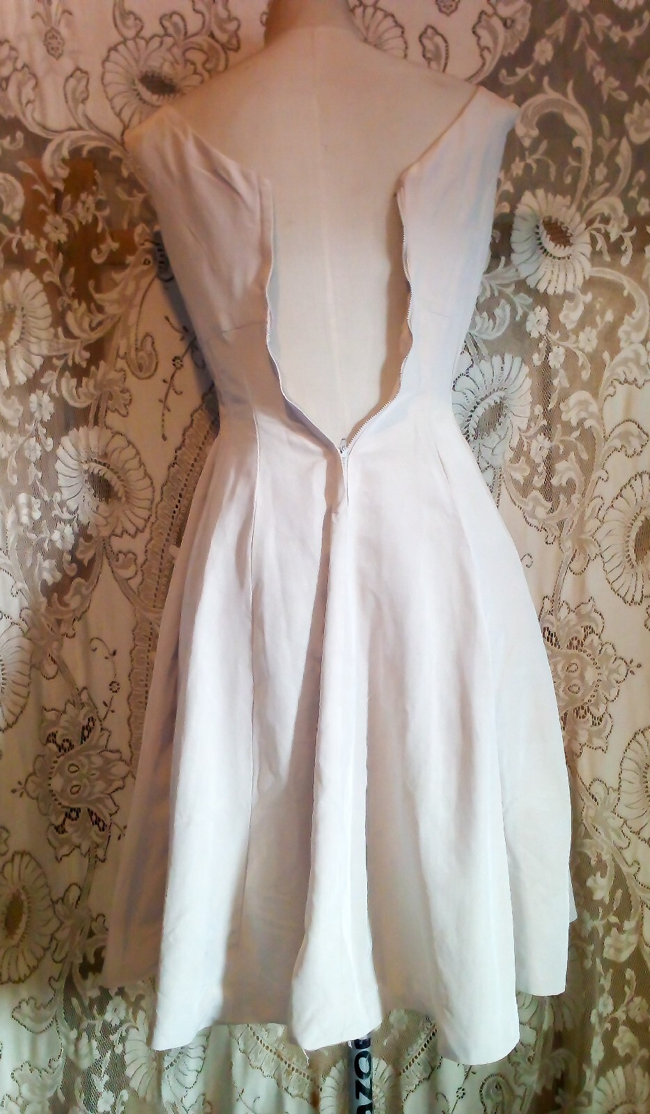 VTG 1950s Cocktail Dress Faille Fit To Flair w/ Full Circle Skirt Beaded Top XXS