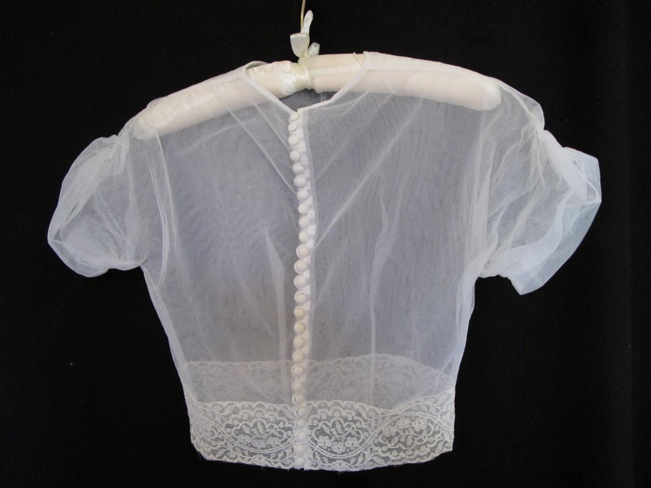 Vintage 50s Emma Domb White Tulle & Lace 2pc Wedding or Prom Dress Tiered Ruffle
