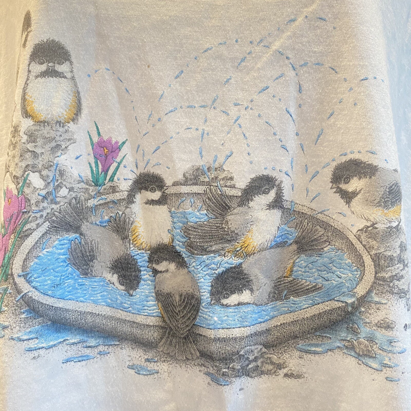 Vintage 90s Grandma Cottage core Morning Sun Collar Cute Shirt Birds