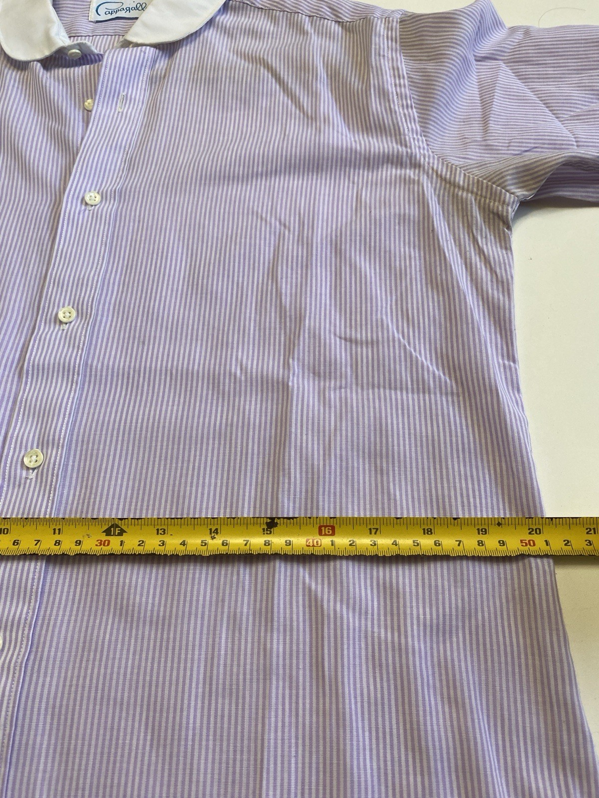 Vtg Pappagallo M Peter Pan Collar Cotton Blend Top Shirt Stripe Lavender Preppy